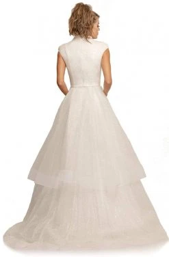 Johnathan Kayne - 2001 Deep V-neck Tiered A-line Dress Formal Gowns