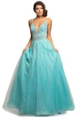 Johnathan Kayne - 2003 Plunging Beaded Bodice A-Line Gown Formal Gowns