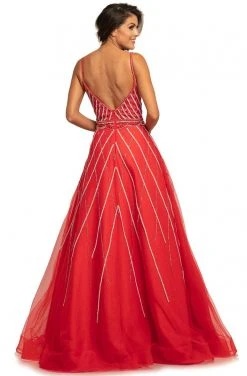 Johnathan Kayne - 2003 Plunging Beaded Bodice A-Line Gown Formal Gowns