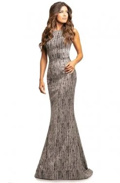 Johnathan Kayne - 2004 Glitter Printed Ponte Knit Mermaid Gown Formal Gowns