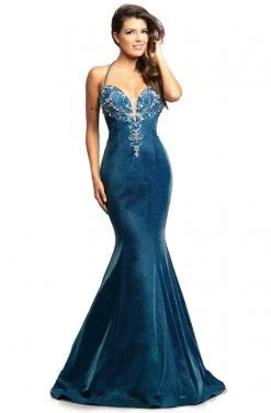 Formal Gowns Johnathan Kayne - 2007 Beaded Plunge Metallic Glitter Mermaid Gown