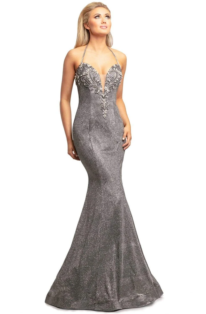 Formal Gowns Johnathan Kayne - 2007 Beaded Plunge Metallic Glitter Mermaid Gown 4 Formal Gowns Johnathan Kayne - 2007 Beaded Plunge Metallic Glitter Mermaid Gown