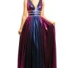Johnathan Kayne - 2008 Plunging Multi-Colored Metallic A-Line Gown Formal Gowns