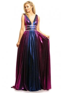Johnathan Kayne - 2008 Plunging Multi-Colored Metallic A-Line Gown Formal Gowns