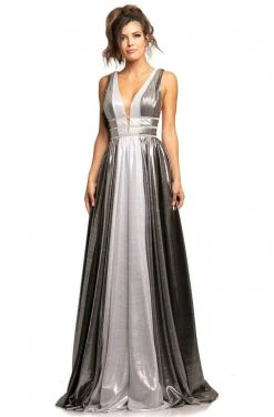 Johnathan Kayne - 2008 Plunging Multi-Colored Metallic A-Line Gown Formal Gowns