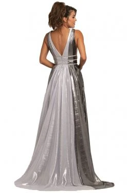Johnathan Kayne - 2008 Plunging Multi-Colored Metallic A-Line Gown Formal Gowns