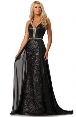 Formal Gowns Johnathan Kayne - 2010 Embellished Deep V-neck Dress With Overskirt
