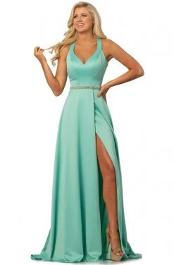 Formal Gowns Johnathan Kayne - 2013 Bejeweled Waist Wrap High Slit Long Gown