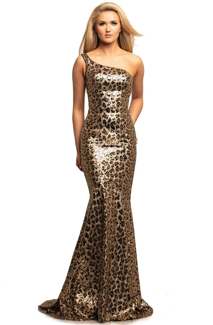 Johnathan Kayne - 2028 Sequined One Shoulder Trumpet Dress 3 Johnathan Kayne - 2028 Sequined One Shoulder Trumpet Dress