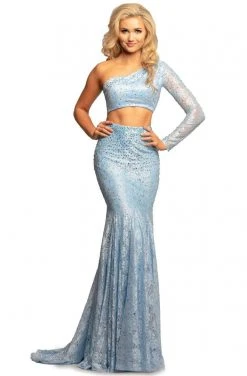 Formal Gowns Johnathan Kayne - 2039 Two Piece Asymmetrical Mermaid Dress