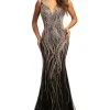Johnathan Kayne - 2041 Bedazzled Plunging V-neck Trumpet Dress Formal Gowns