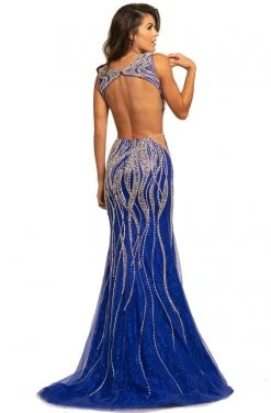 Johnathan Kayne - 2041 Bedazzled Plunging V-neck Trumpet Dress Formal Gowns