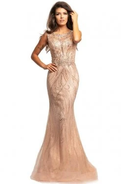 Formal Gowns Johnathan Kayne - 2042 Embellished Bateau Trumpet Dress