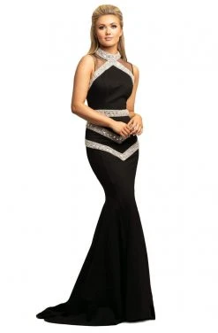 Johnathan Kayne - 2048 Embellished High Neck Trumpet Dress