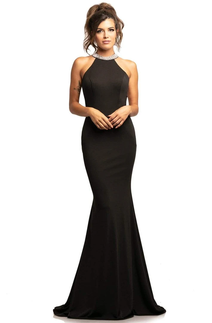 Johnathan Kayne - 2049 Illusion Back High Halter Dress Formal Gowns 6 Johnathan Kayne - 2049 Illusion Back High Halter Dress Formal Gowns