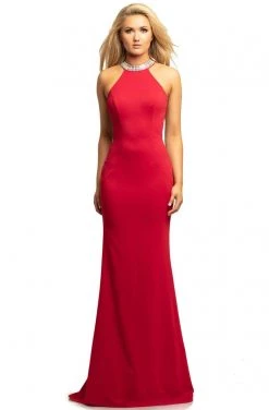 Johnathan Kayne - 2049 Illusion Back High Halter Dress Formal Gowns