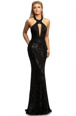 Johnathan Kayne - 2050 Halter Neck Embellished Sheath Dress Formal Gowns