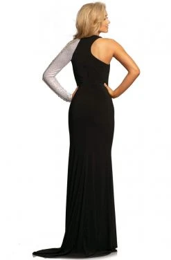 Formal Gowns Johnathan Kayne - 2067 Embellished Asymmetric Neck Sheath Dress