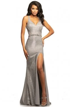 Johnathan Kayne - 2071 Plunging V-neck Trumpet Dress