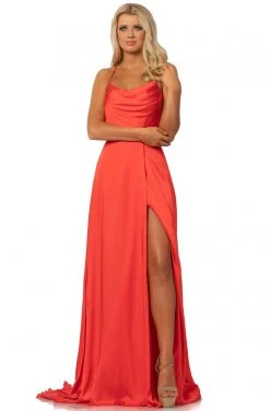 Johnathan Kayne - 2079 Scoop Neck A-line Gown With Slit And Train Formal Gowns