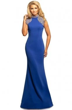 Johnathan Kayne - 2089 Embellished High Neck Trumpet Dress