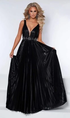Johnathan Kayne - 2426 Metallic Pleated A-line Gown
