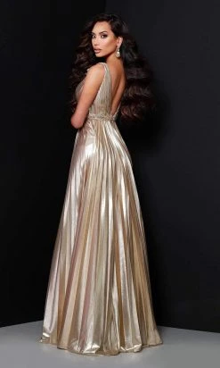 Johnathan Kayne - 2426 Metallic Pleated A-line Gown