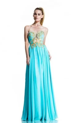 Johnathan Kayne - 502 Strapless Gilded Plunging Gown Formal Gowns
