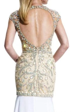 Johnathan Kayne - 510 Embellished V-neck Sheath Dress