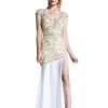 Johnathan Kayne - 510 Embellished V-neck Sheath Dress