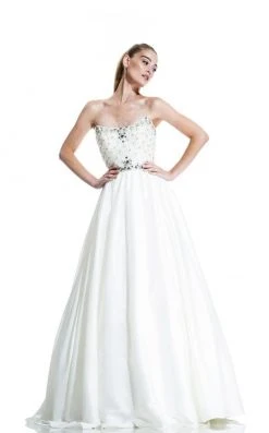 Formal Gowns Johnathan Kayne - 511 Strapless Bejeweled Satin Gown