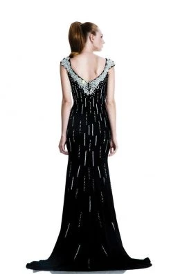 Formal Gowns Johnathan Kayne - 519 Bejeweled V-neck Sheath Dress