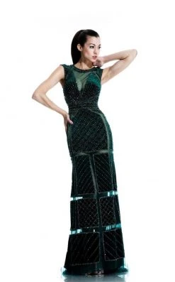 Formal Gowns Johnathan Kayne - 555 Illusion Paneled Cap Sleeve Gown