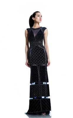 Formal Gowns Johnathan Kayne - 555 Illusion Paneled Cap Sleeve Gown