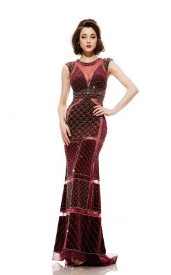 Formal Gowns Johnathan Kayne - 555 Illusion Paneled Cap Sleeve Gown