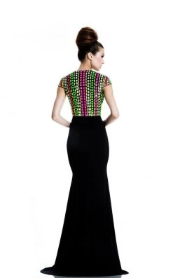 Johnathan Kayne - 581 Multi-Colored Beaded Contrast Long Gown