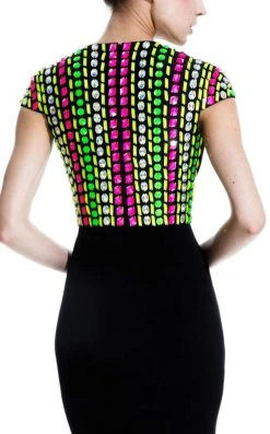 Johnathan Kayne - 581 Multi-Colored Beaded Contrast Long Gown