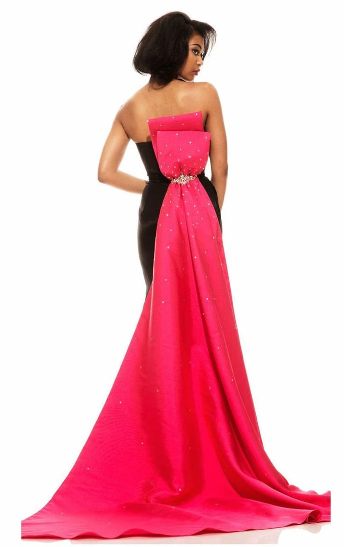 Johnathan Kayne - 6003 Contrasting Bow Draped Evening Gown 4 Johnathan Kayne - 6003 Contrasting Bow Draped Evening Gown