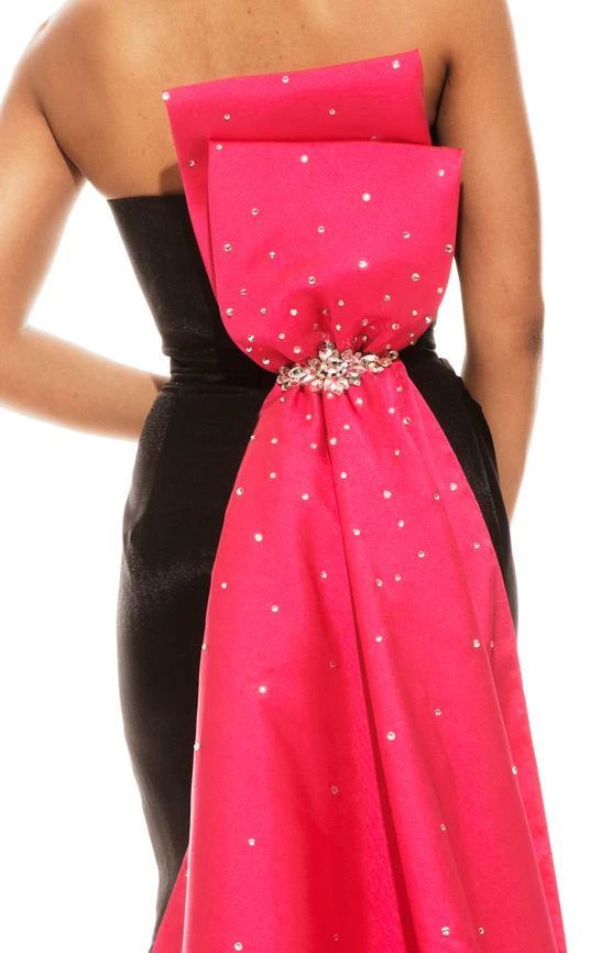 Johnathan Kayne - 6003 Contrasting Bow Draped Evening Gown 6 Johnathan Kayne - 6003 Contrasting Bow Draped Evening Gown
