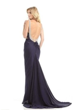 Johnathan Kayne - 6019 Bedazzled V-neck Sheath Dress Formal Gowns