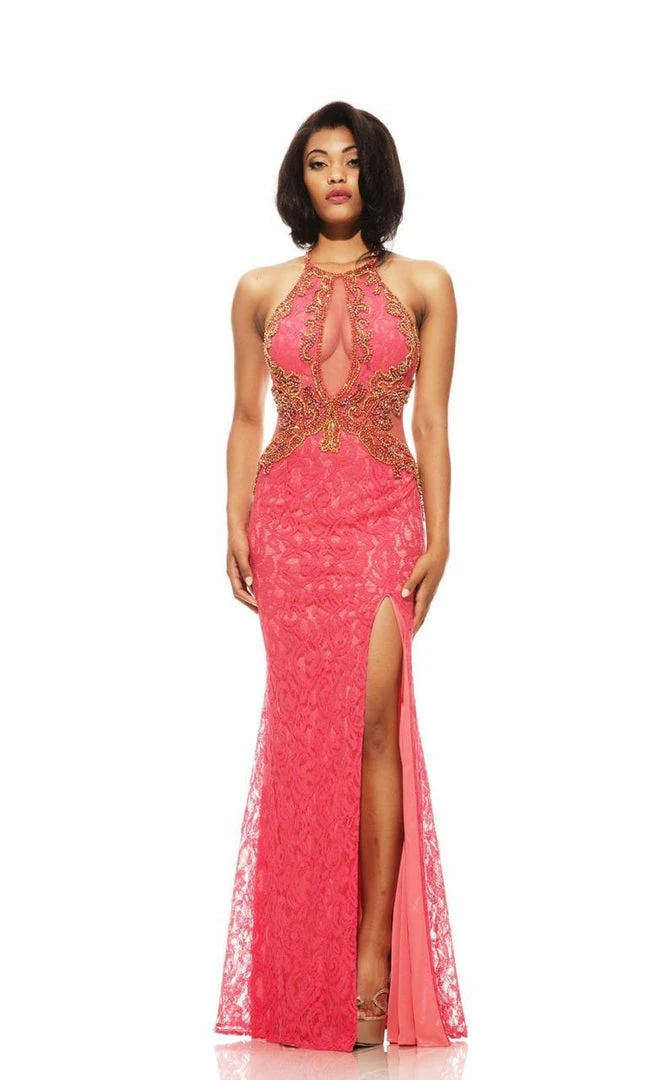 Johnathan Kayne - 6024 Halter Lace Embellished Long Gown Formal Gowns 3 Johnathan Kayne - 6024 Halter Lace Embellished Long Gown Formal Gowns