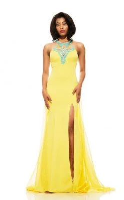Johnathan Kayne - 6027 Beaded Illusion Halter A-line Dress