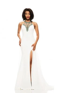 Johnathan Kayne - 6027 Beaded Illusion Halter A-line Dress