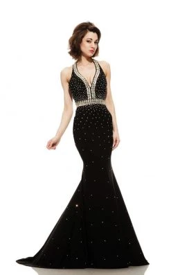 Johnathan Kayne - 6048 Embellished Halter Mermaid Dress