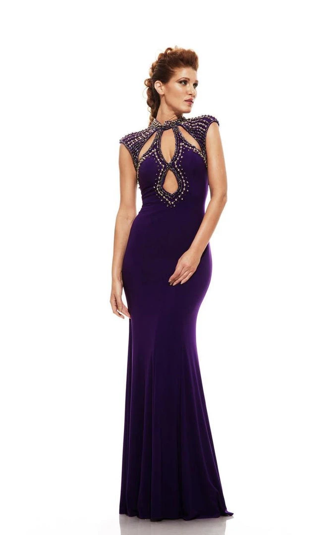 Johnathan Kayne - 6079 Decadent Studded High Neck Evening Gown 3 Johnathan Kayne - 6079 Decadent Studded High Neck Evening Gown