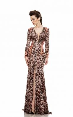 Johnathan Kayne - 6087 Printed Deep V-neck Sheath Dress Formal Gowns
