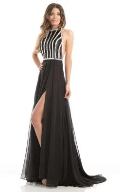 Johnathan Kayne - 7011 Bedazzled Halter A-line Dress