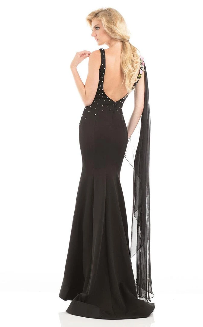 Johnathan Kayne - 7075 Embroidered Floral V-neck Trumpet Dress Formal Gowns 4 Johnathan Kayne - 7075 Embroidered Floral V-neck Trumpet Dress Formal Gowns