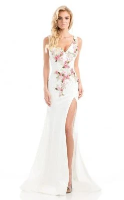 Johnathan Kayne - 7075 Embroidered Floral V-neck Trumpet Dress Formal Gowns 9 Johnathan Kayne - 7075 Embroidered Floral V-neck Trumpet Dress Formal Gowns