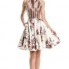 Cocktail Dresses Johnathan Kayne - 7201 Haltered Floral Print Cocktail Dress